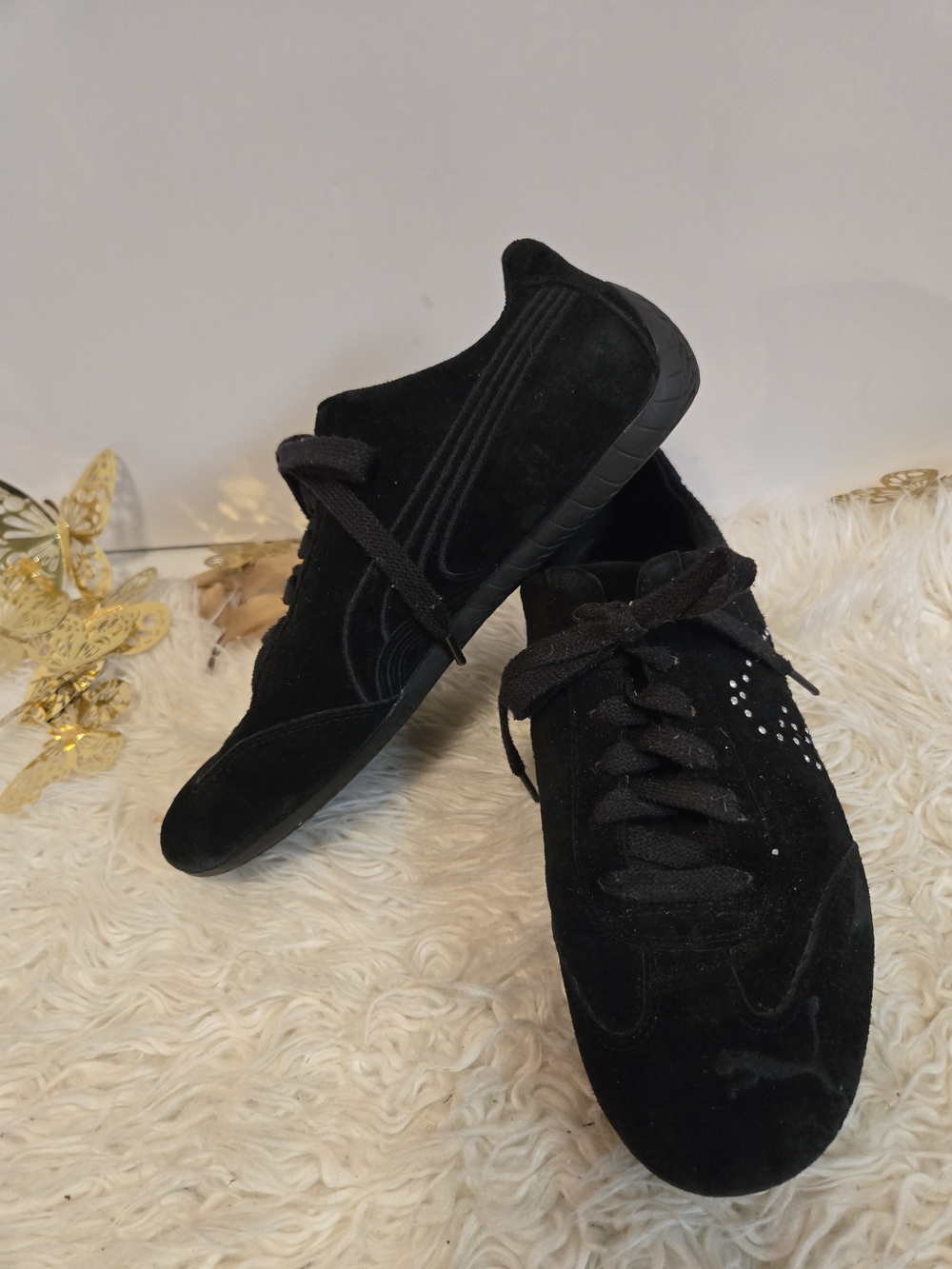 Vuntage Puma Speedcat Black Suede Low-Top Sneakers